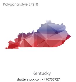 Kentucky state map in geometric polygonal style.Abstract gems triangle,modern design background. Vector illustration EPS10