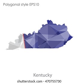 Kentucky state map in geometric polygonal style.Abstract gems triangle,modern design background. Vector illustration EPS10