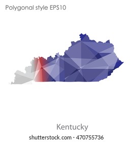 Kentucky state map in geometric polygonal style.Abstract gems triangle,modern design background. Vector illustration EPS10