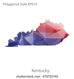 Kentucky state map in geometric polygonal style.Abstract gems triangle,modern design background. Vector illustration EPS10
