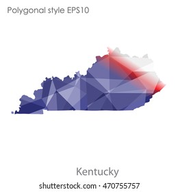 Kentucky state map in geometric polygonal style.Abstract gems triangle,modern design background. Vector illustration EPS10