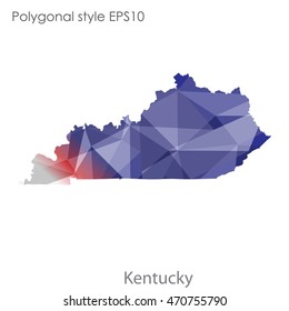 Kentucky state map in geometric polygonal style.Abstract gems triangle,modern design background. Vector illustration EPS10