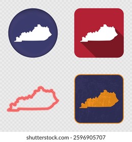 Kentucky State Map Icons Collection