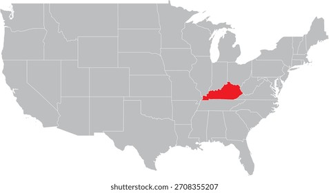 Estado de Kentucky en el mapa de EE.UU. Vector Editable