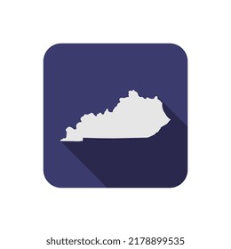 Kentucky state square map with long shadow