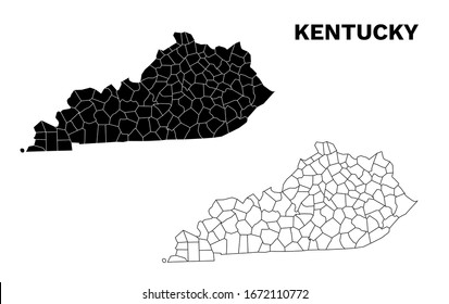 Vector de mapa en blanco de Estados Unidos con condados de color negro y contorno aislado en fondo blanco