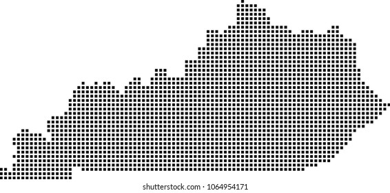 Kentucky state of USA map dots vector outline illustration background. Dotted map of Kentucky state of United States of America. Creative pixel art map with highly detailed border 