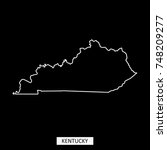 Kentucky state of USA map vector outline illustration in black background