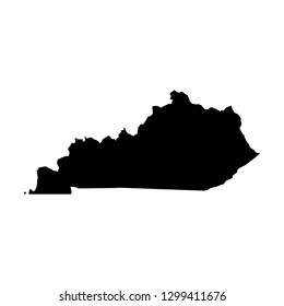 Kentucky, state of USA - solid black silhouette map of country area. Simple flat vector illustration.