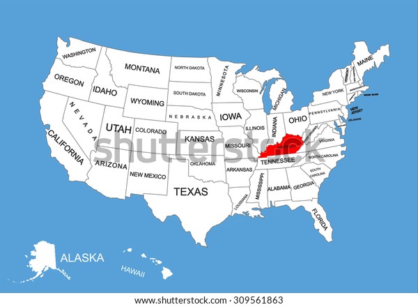 Kentucky State Usa Vector Map Isolated Stock Vector Royalty Free