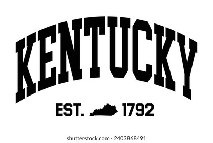 Kentucky typography design with map vector. Editable college t-shirt design printable text effect vector	