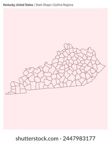 Kentucky, United States. Simple vector map. State shape. Outline Regions style. Border of Kentucky. Vector illustration.