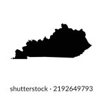 Kentucky US Map. KY USA State Map. Black and White Kentuckian State Border Boundary Line Outline Geography Territory Shape Vector Illustration EPS Clipart