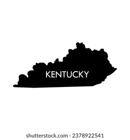 Kentucky a US state black element isolated on white background. United state of America. Map with county borders.