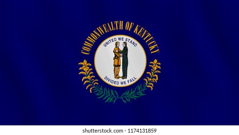Kentucky US state flag with waving effect, official proportion.