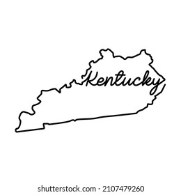 Kentucky US state outline map with the handwritten state name. Continuous line drawing of patriotic home sign. A love for a small homeland. T-shirt print idea. Vector illustration.