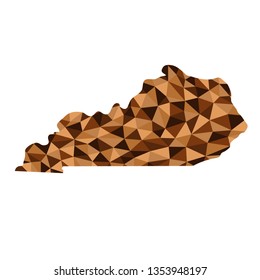 Kentucky U.S. state polygonal map background low poly style 6 brown colors vector illustration EPS
