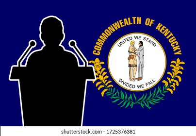 Kentucky USA Flag Background Man Speaks. Business Man Presentation Conference Concept.