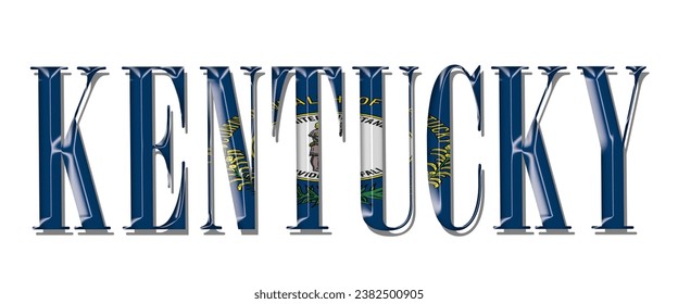 KENTUCKY USA flag text font, 3D KENTUCKY flag colorful background, KENTUCKY flag vector illustration
