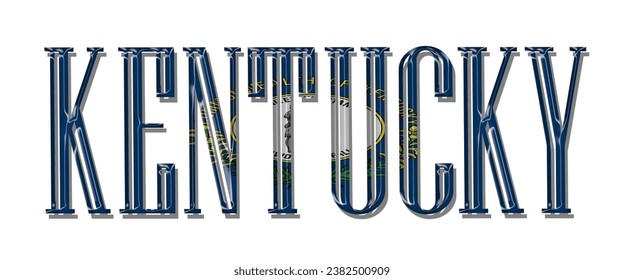 KENTUCKY USA flag text font, 3D KENTUCKY flag colorful background, KENTUCKY flag vector illustration