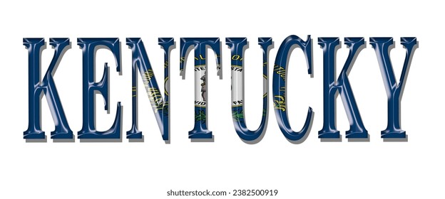 KENTUCKY USA flag text font, 3D KENTUCKY flag colorful background, KENTUCKY flag vector illustration