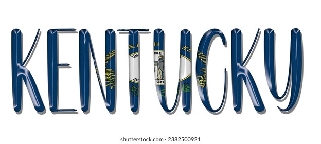 KENTUCKY USA flag text font, 3D KENTUCKY flag colorful background, KENTUCKY flag vector illustration