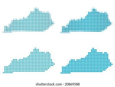 Kentucky (USA) map mosaic set. Isolated on white background.