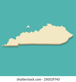Kentucky USA Map Three Dimensional Vector