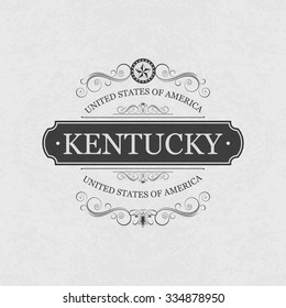 Kentucky  USA State.Vintage frame.