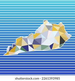 Kentucky, Vektorgrafik. Kentucky Design auf Farbverlauf-Streifen Hintergrund. Technologie, Internet, Netzwerk, Telekommunikationskonzept. Stilvolle Vektorgrafik.