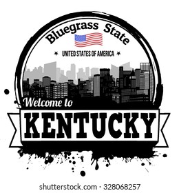 Kentucky Vintage Stamp With Text Bluegrass State Written Inside, Vector Illustration