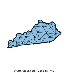 Kentucky's state map polygonal illustration made of lines and dots, isolated on white background. US state low poly design