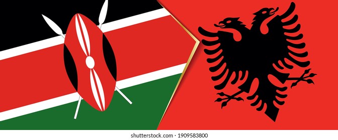 Kenia und Albanien Flaggen, zwei Vektorflaggen Symbol für Beziehung oder Konfrontation.