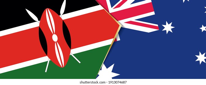 Banderas de Kenia y Australia, dos banderas vectoriales símbolo de relación o enfrentamiento.