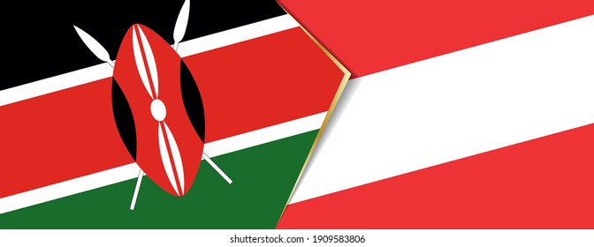 Kenya and Austria flags, two vector flags symbol of relationship or confrontation.