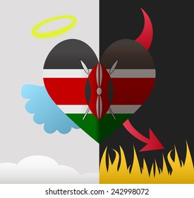 Kenya background of a heart half demon half angel