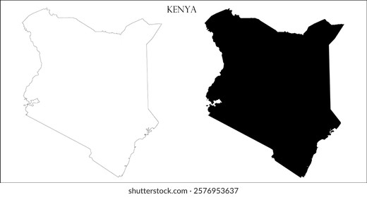 Kenya Blank Map, Kenya Map Outline Vector Images