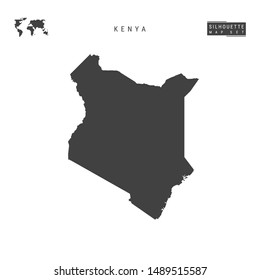 Kenya Blank Vector Map Isolated on White Background. High-Detailed Black Silhouette Map of Kenya.