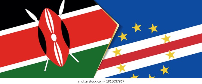 Kenya and Cape Verde flags, two vector flags symbol of relationship or confrontation.