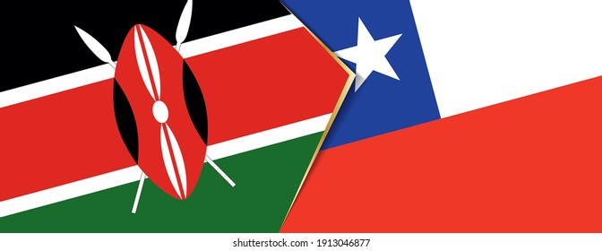 Kenya and Chile flags, two vector flags symbol of relationship or confrontation.
