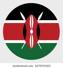 Kenya circular flag icon on a grey background 