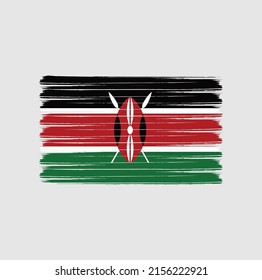Kenya colorful brush strokes painted national country flag icon