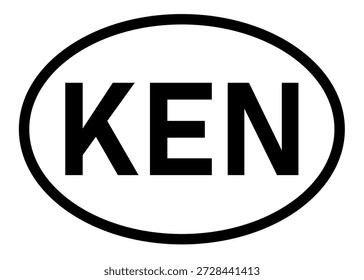 Kenya country code KEN icon vector on a white background
Country code abbreviation oval sticker icon on a white background
