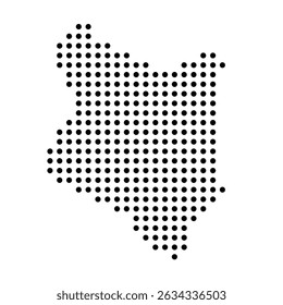 Kenya country dotted map. Black spot pixel illustration isolated on white background. Vector circle mosaic.