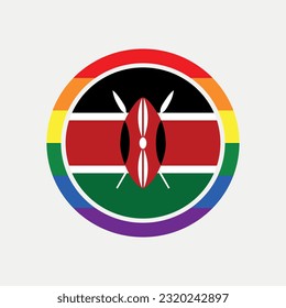 Kenya country flag circle - lgbt flag graphic element Illustration template design
