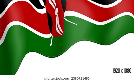 Kenya country flag realistic independence day background. Kenyan commonwealth banner in motion waving, fluttering in wind. Festive patriotic HD format template for independence day