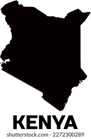  Kenya country map in black. With the caption of the country name " KENYA".