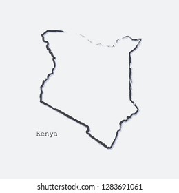 Kenya country map line shape. Brush style. Vector illustration