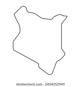 Kenya country simplified map. Thin black outline contour. Simple vector icon