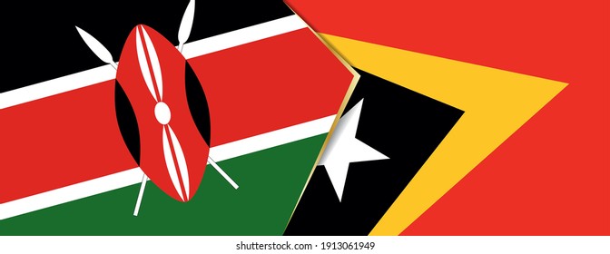 Kenia und Ost-Timor-Flaggen, zwei Vektorflaggen Symbol für Beziehung oder Konfrontation.